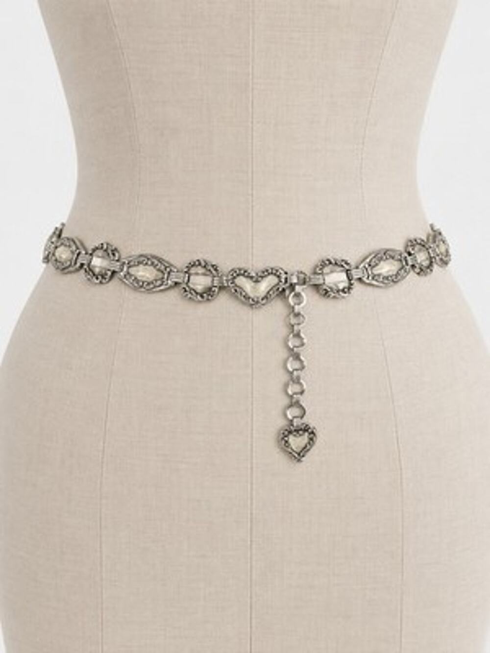 Vintage 1996 Brighton Silver Heart Concho Chain Belt Size L 33"-38" Western